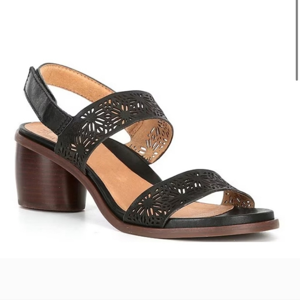 Brioso Paloma Leather Laser Cut Detail Slingback Sandals